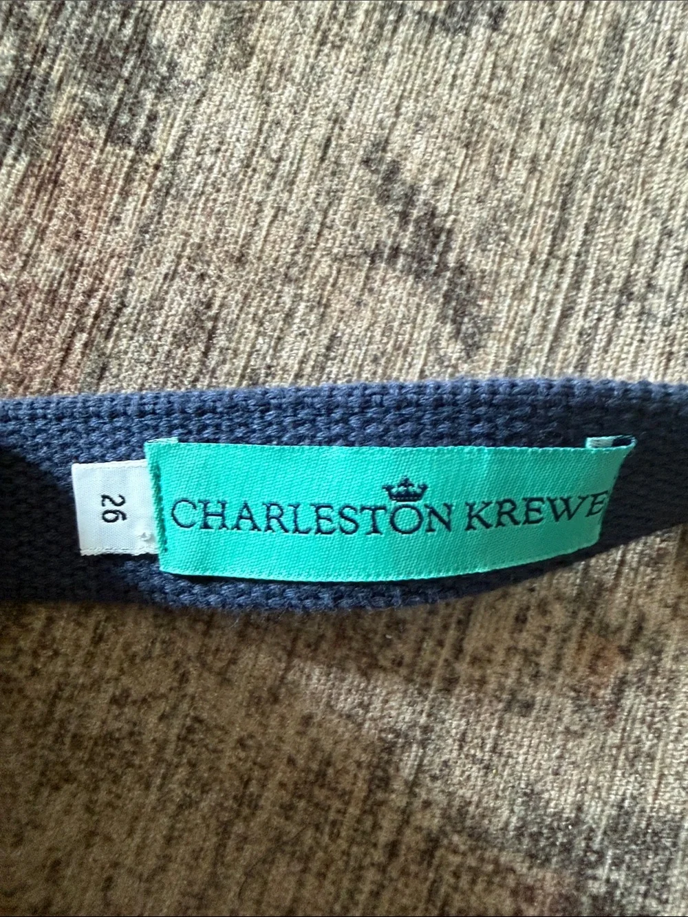 Kids Teal Webbed Belt with Brown Leather Trim